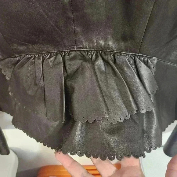 WOMENS HOSS INTROPIA BROWN LEATHER JACKET, SIZE 10 - Picture 6 of 10